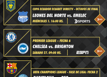 Programación deportiva DIRECTV Ecuador- 26 de septiembre al 3 de octubre