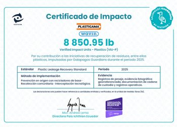 PLASTIGAMA WAVIN RECIBE CERTIFICADO DE IMPACTO POR 8.850,95 LIBRAS DE IMPACTO VERIFICADO
